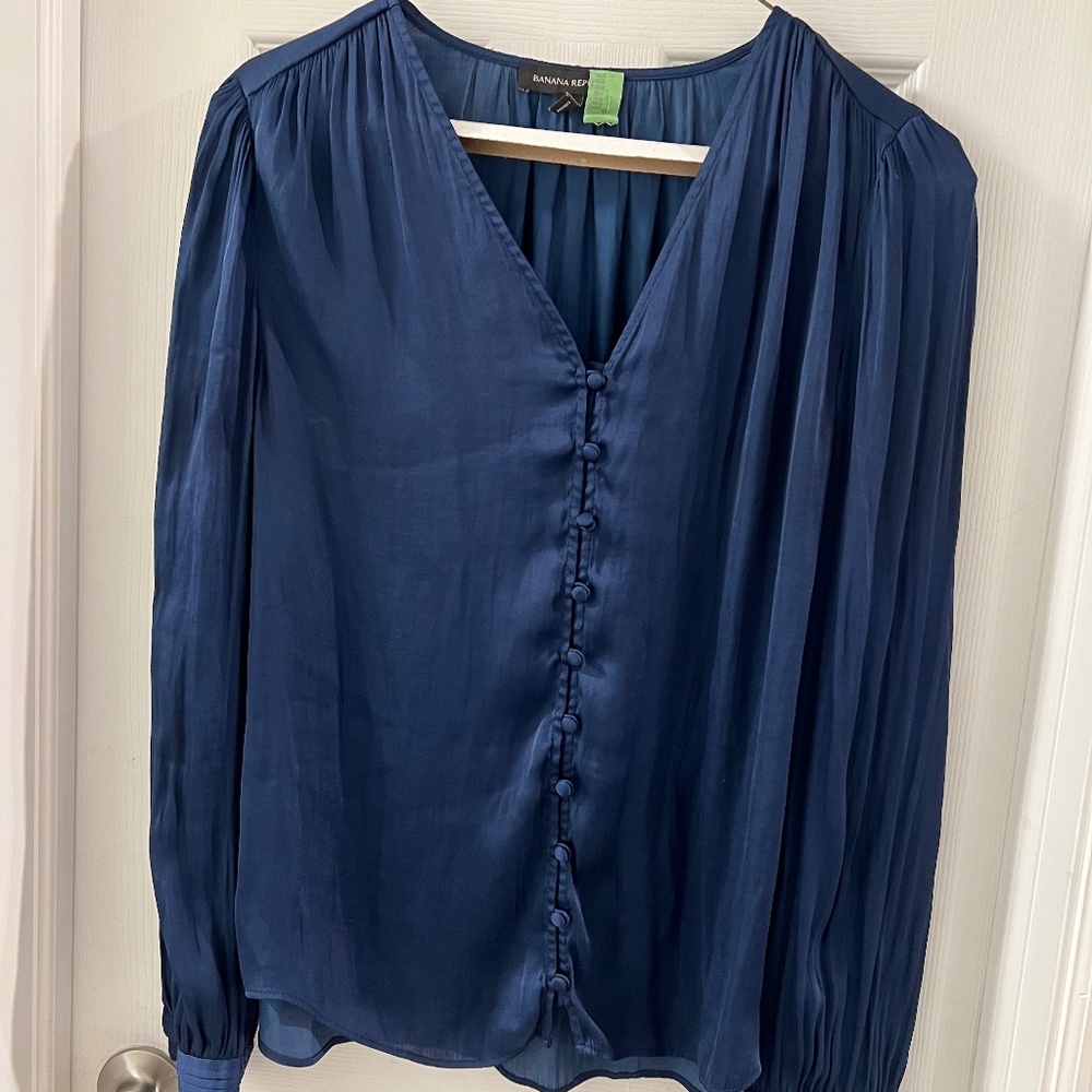 Banana Republic Navy Blue Blouse Size Medium